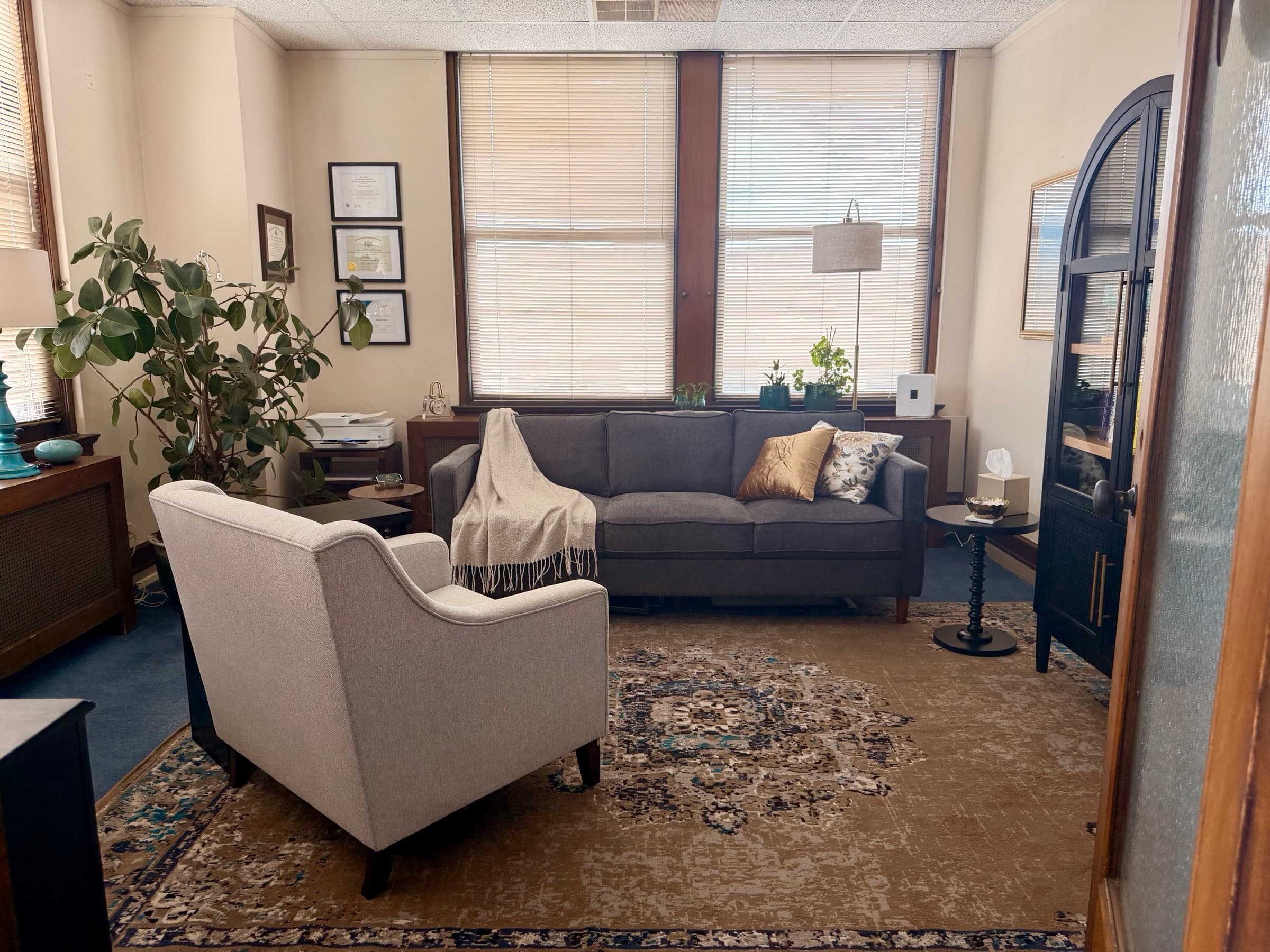 A glimpse of the therapy office interior