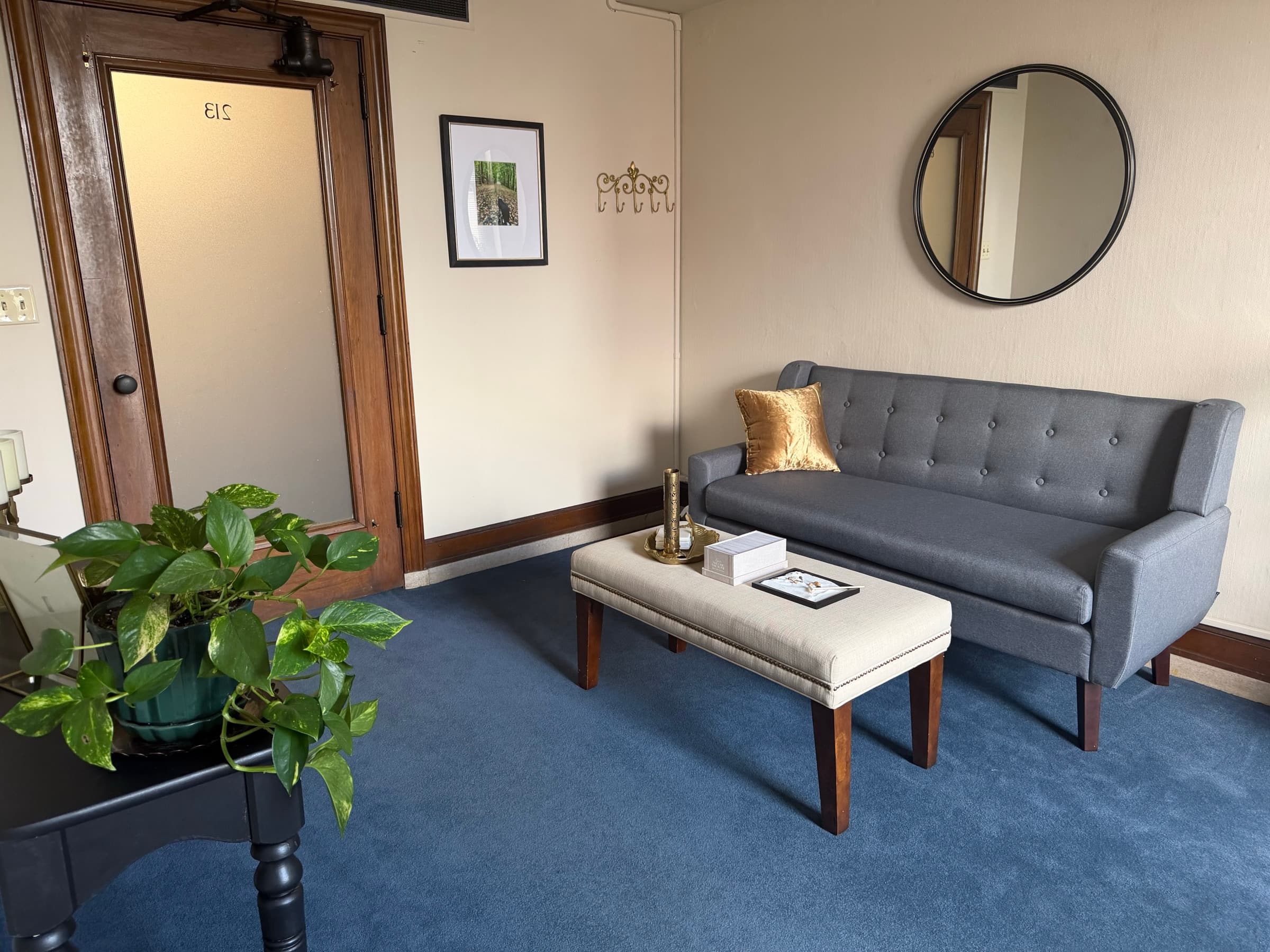 A glimpse of the therapy office interior